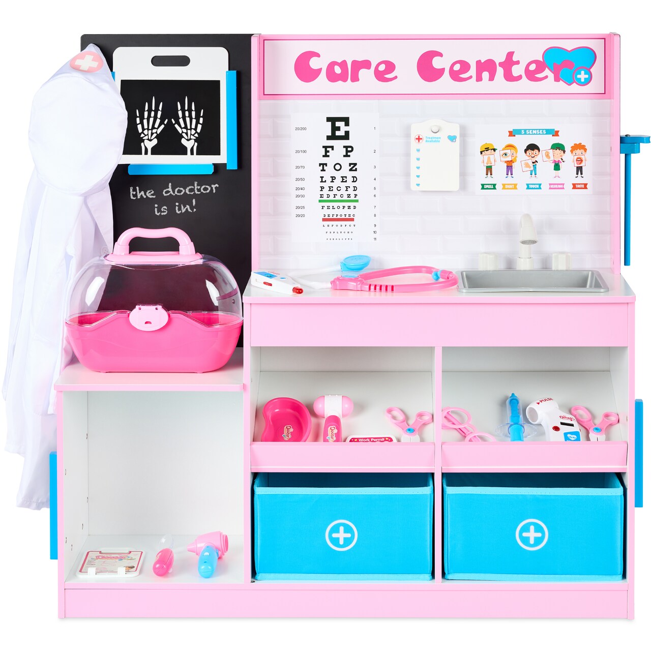 Best Choice Products Pretend Play Doctor's Office, Wooden Toy Set for Kids w/ Carrying Case, Accessories Included